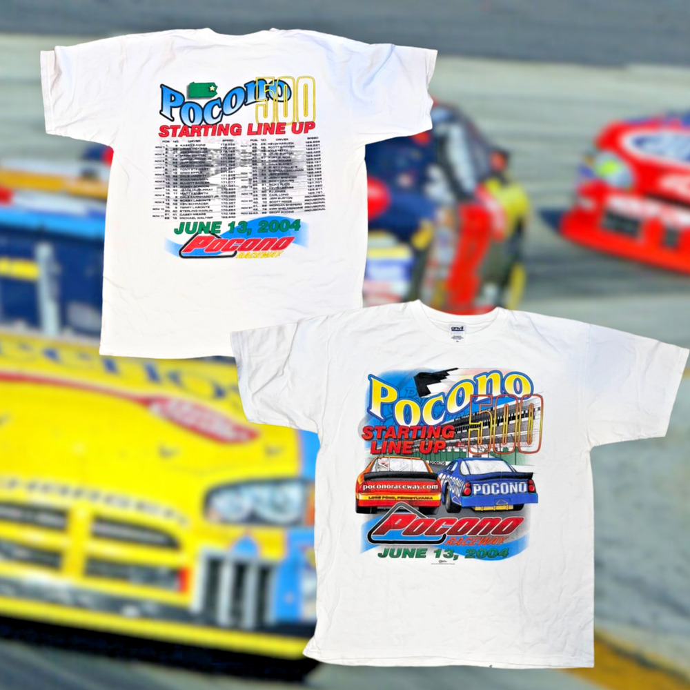 Nascar 2004 Pocono 500 Raceway Starting Line Up Tshirt Mens Sz. L Vintage